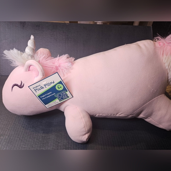 Unicorn Weighted Plush Pillow 20" X 7" - Picture 4 of 4